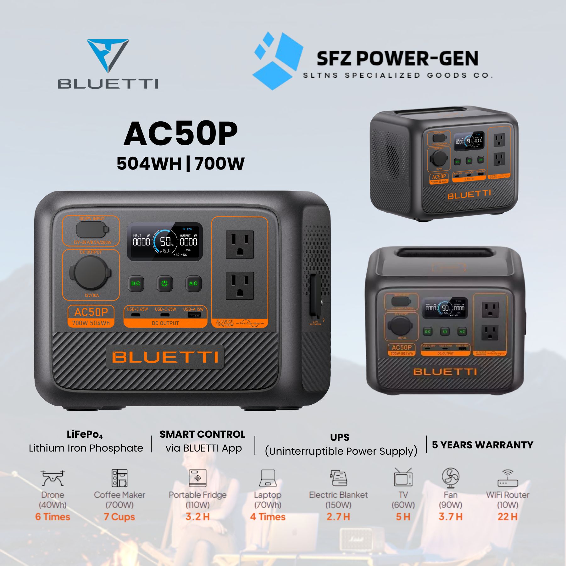BLUETTI AC50P Portable Power Station — 540Wh|700W Reliable Backup Power Solar Generator for Home & Outdoor