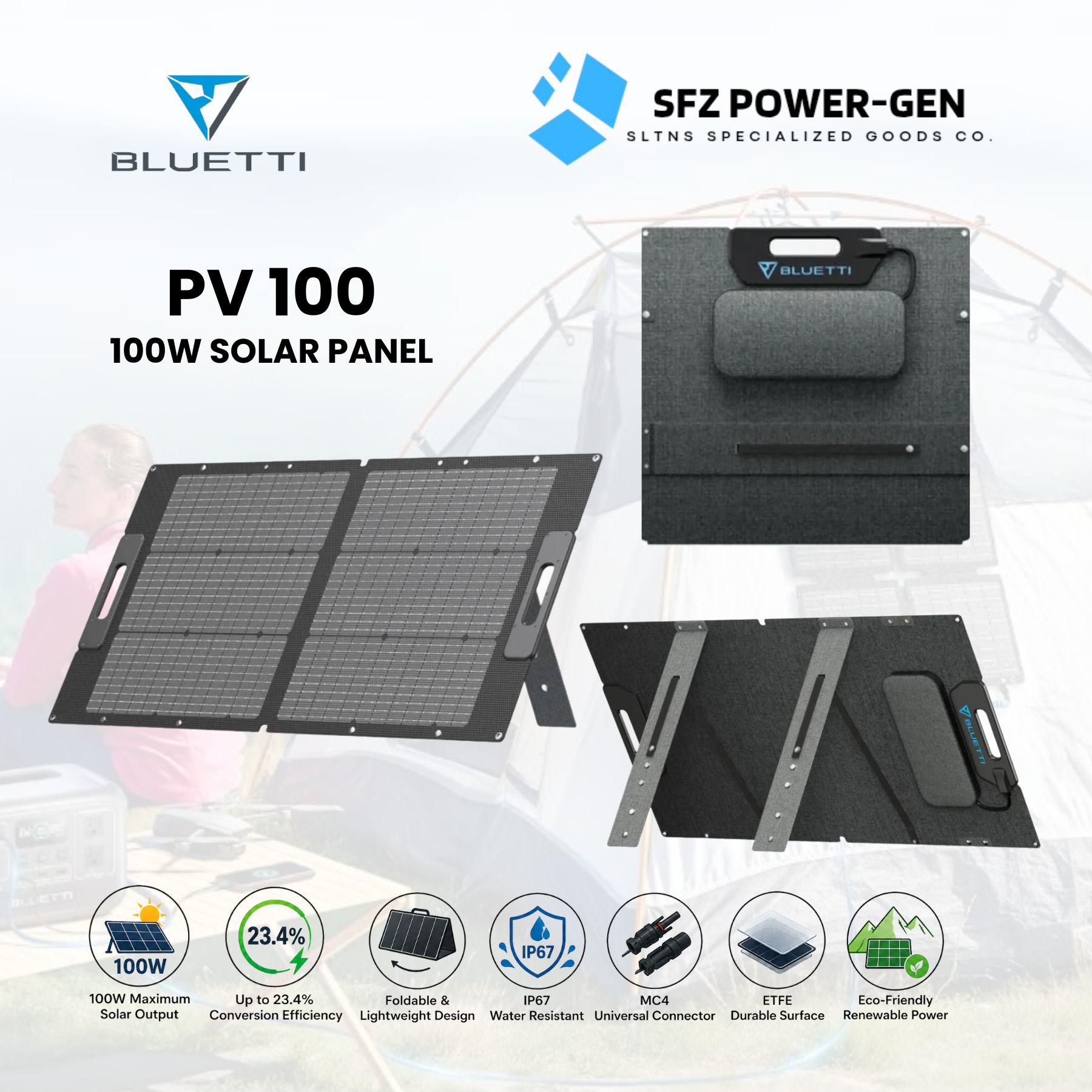 BLUETTI PV100 - 100W High Efficiency Portable Solar Charging Panel